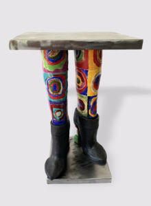 Table-Art small, bijzettafel, in keramiek, oxides en staal